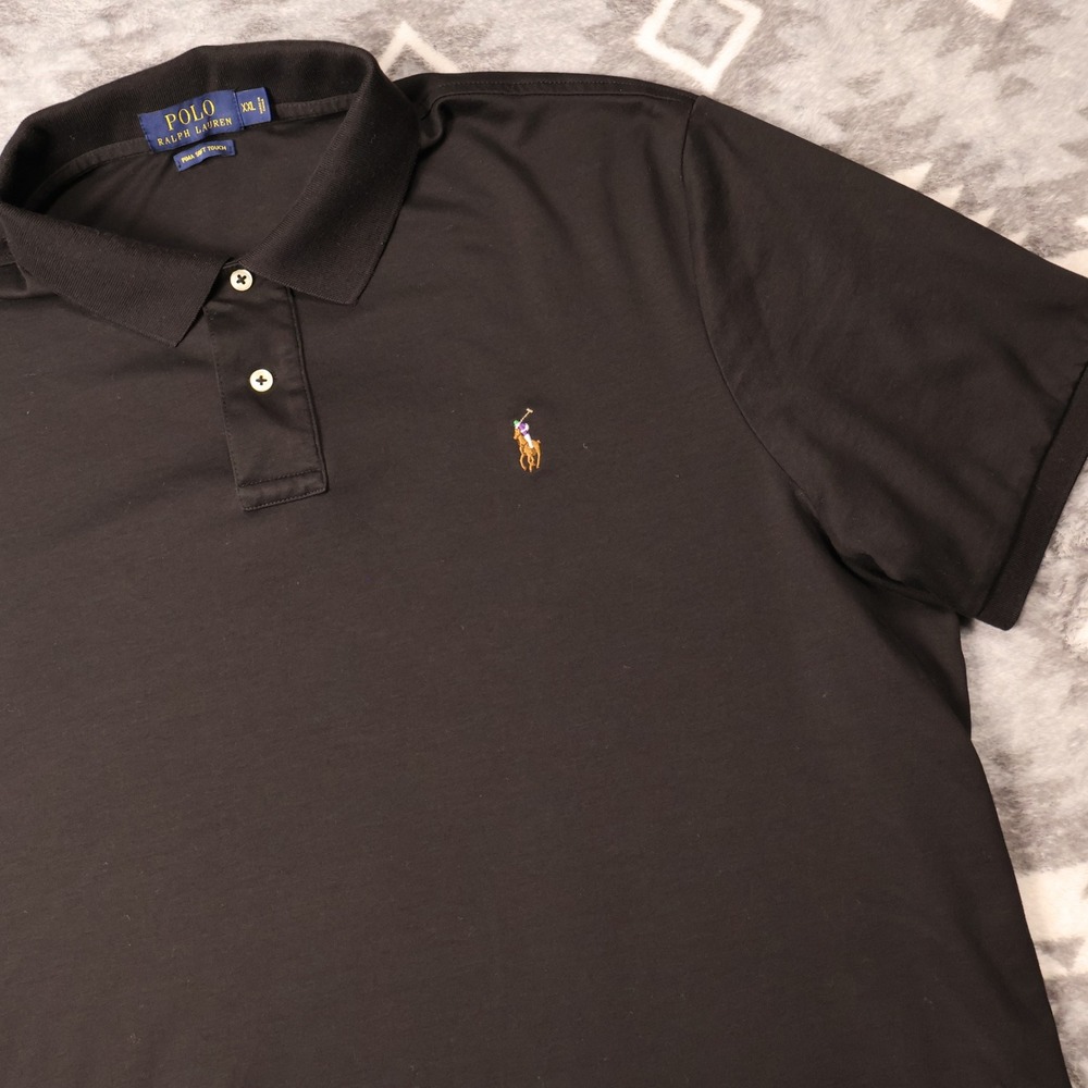 Polo Ralph Lauren Pima Soft Touch Black Polo Shirt Mens XXL Short Sleeve